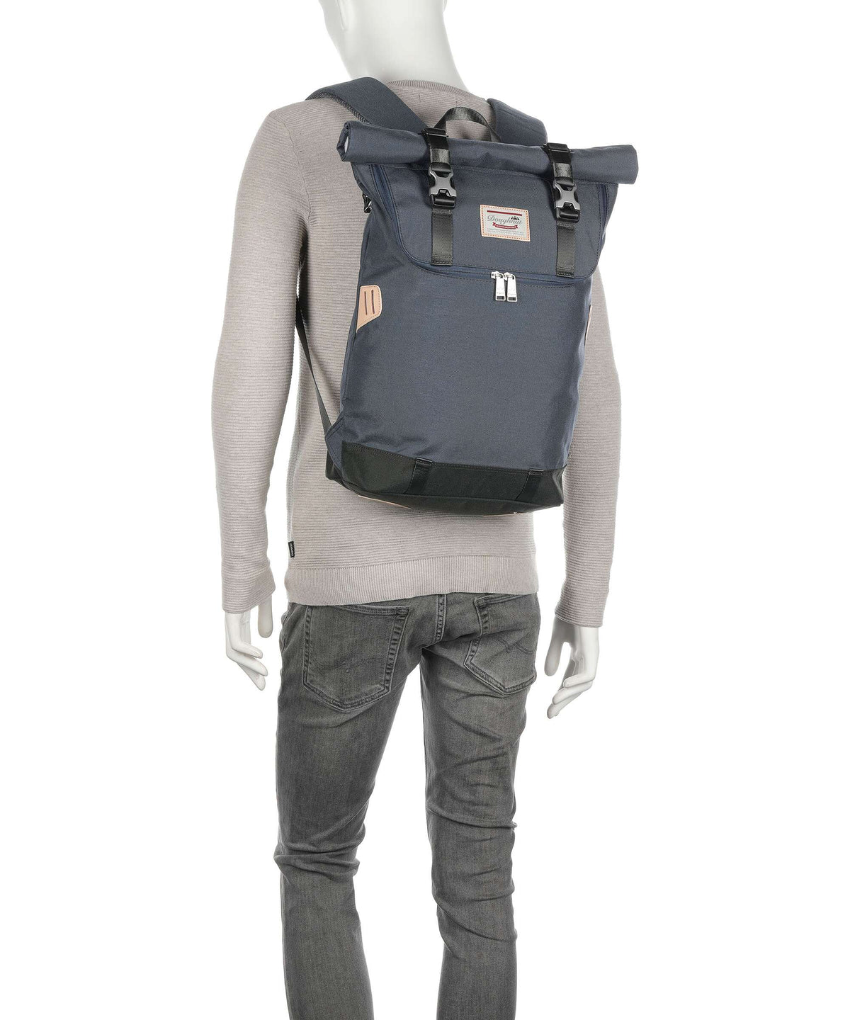 Doughnut Glossy Blocking Christopher Rolltop backpack black