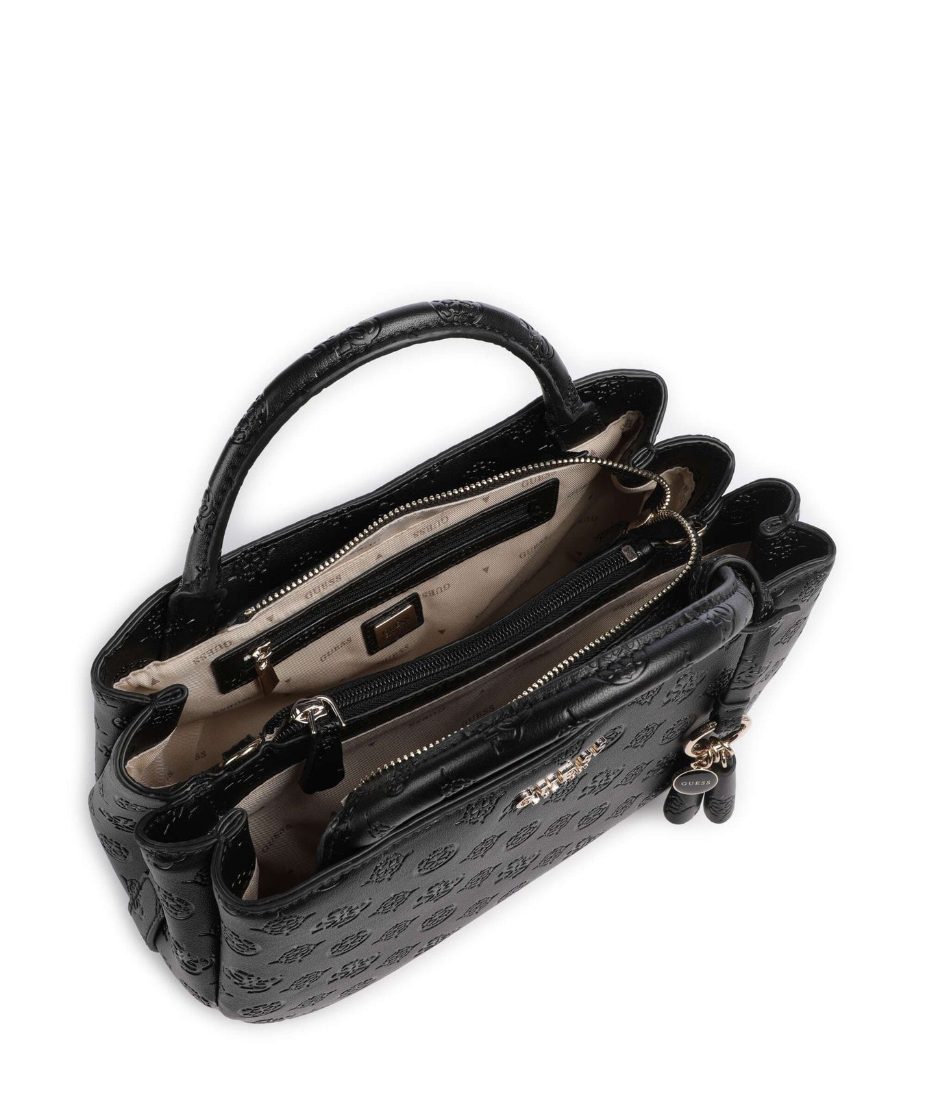 Guess Phoebe Peony Debossed Handbag black logo