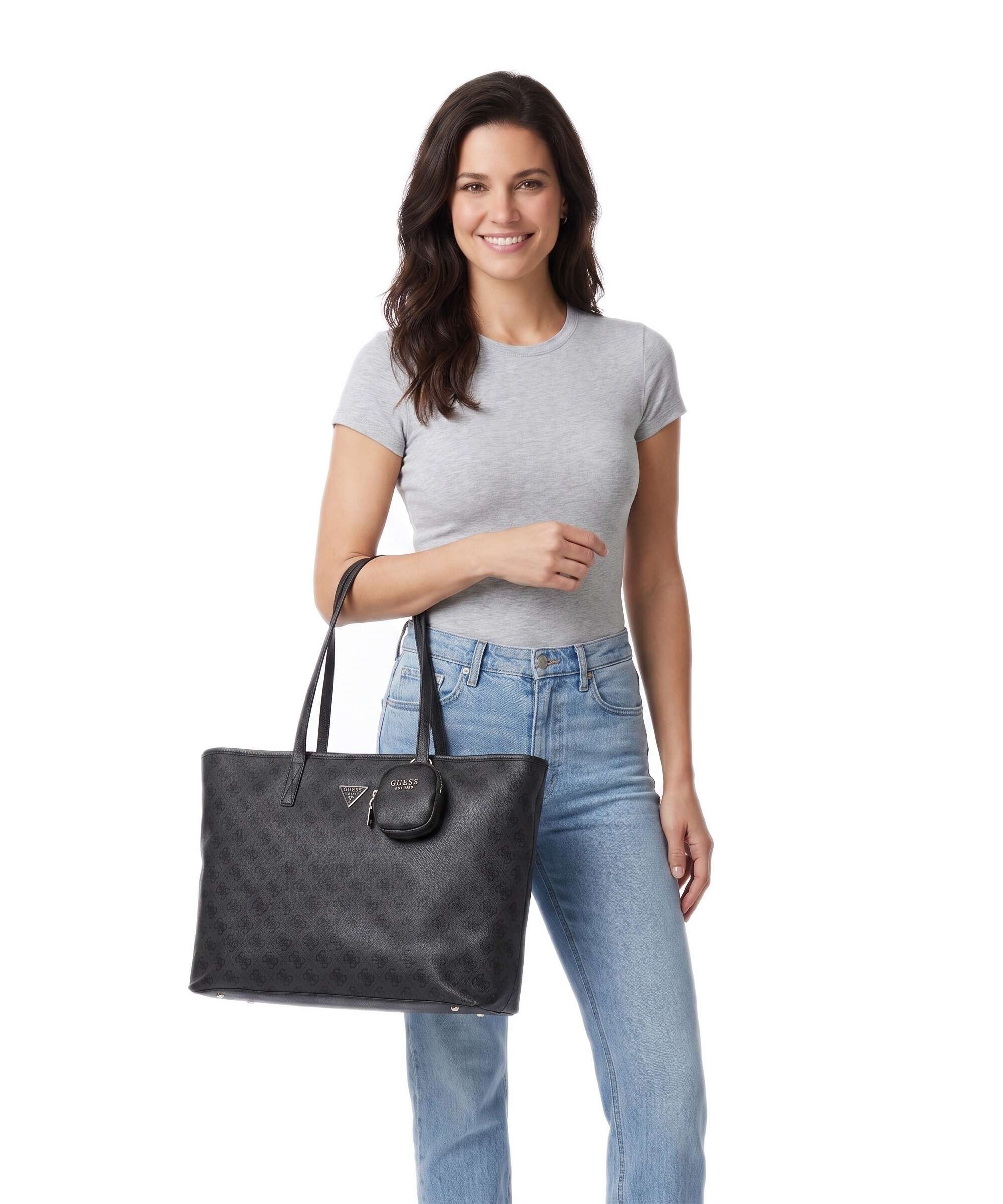 Guess Power Play II Tech Large Tote bag coal logo