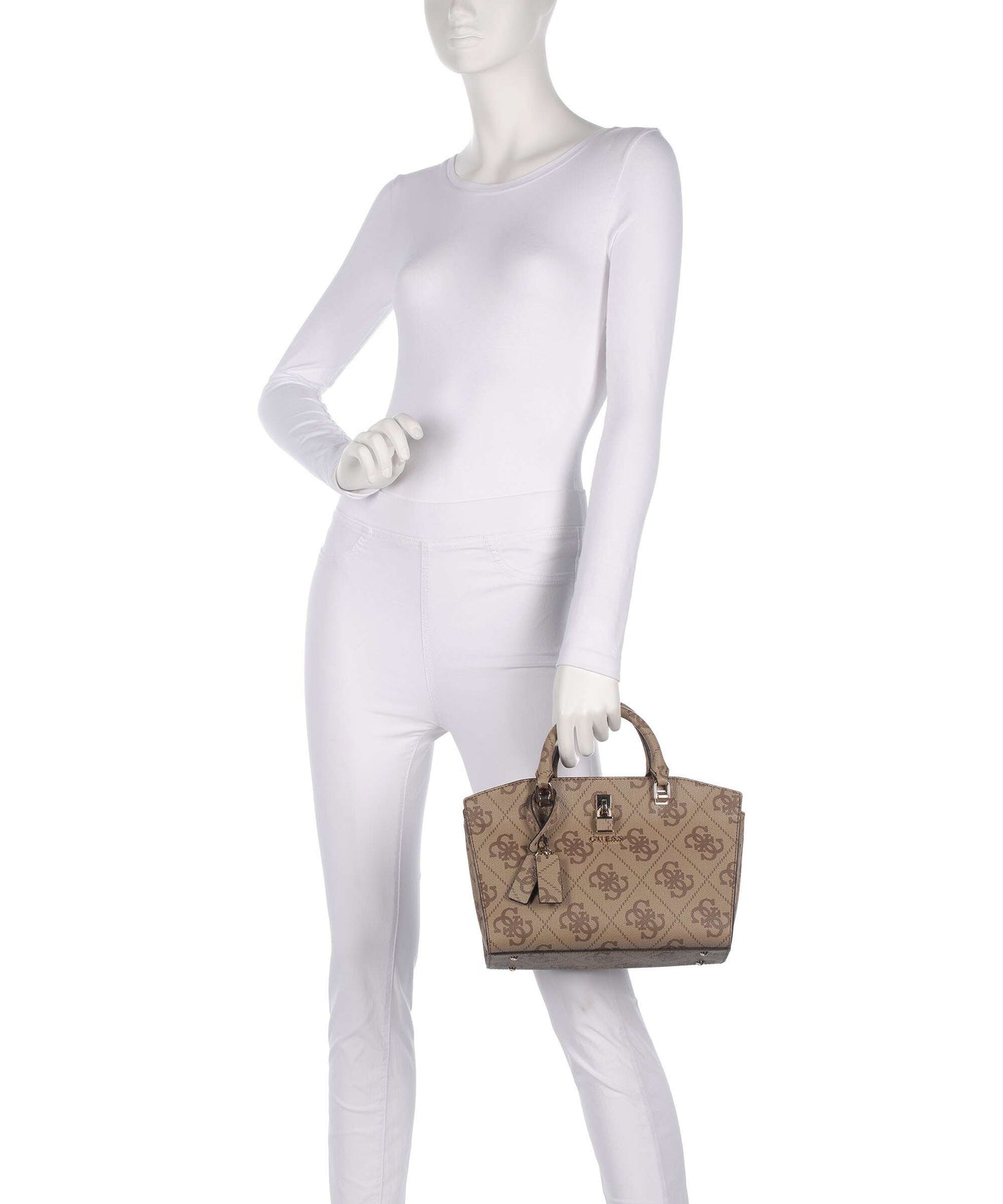 Guess Queensland Big 4G Logo Handbag latte logo