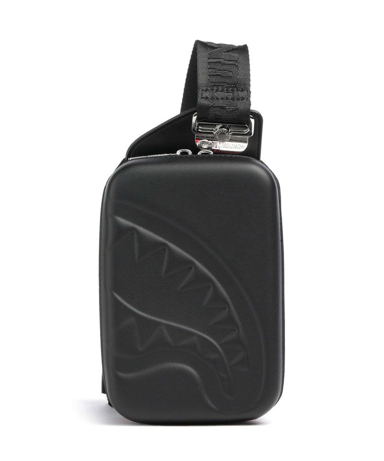 Sprayground Printed Zipper Shark Sling bag black