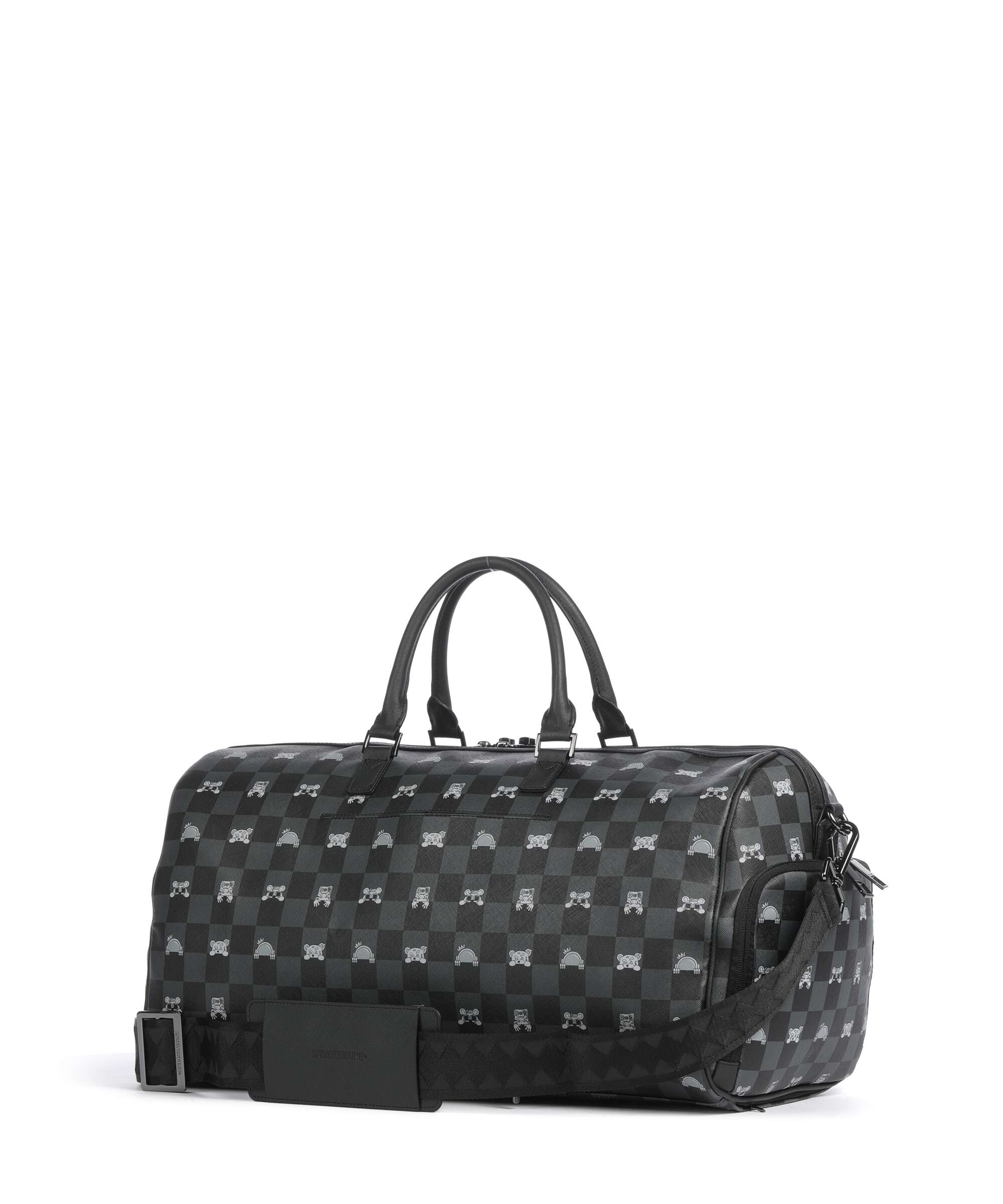 Sprayground Gray Peeking Character Check Weekend bag black