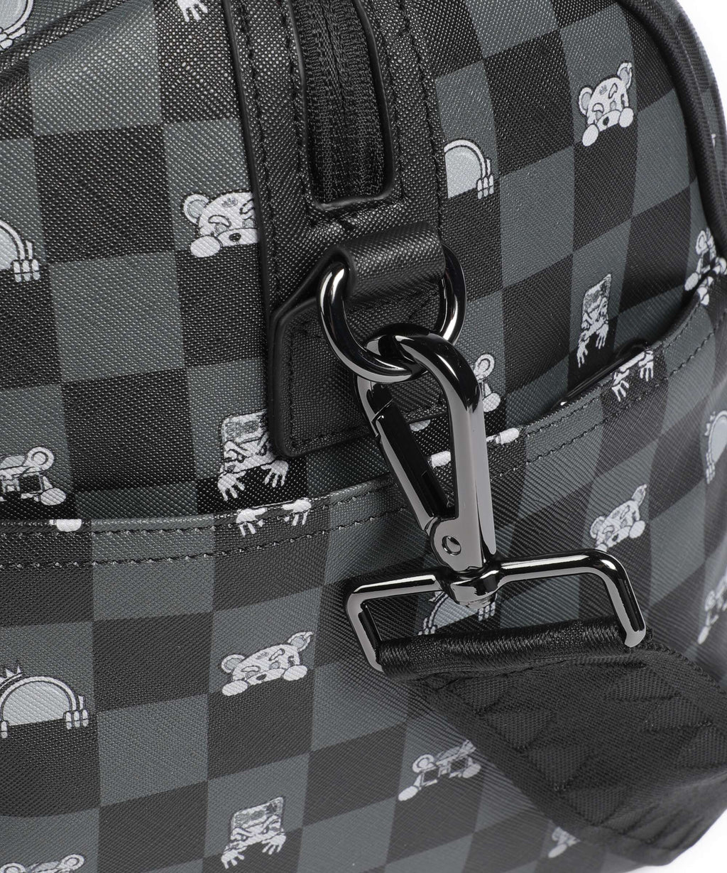 Sprayground Gray Peeking Character Check Weekend bag black