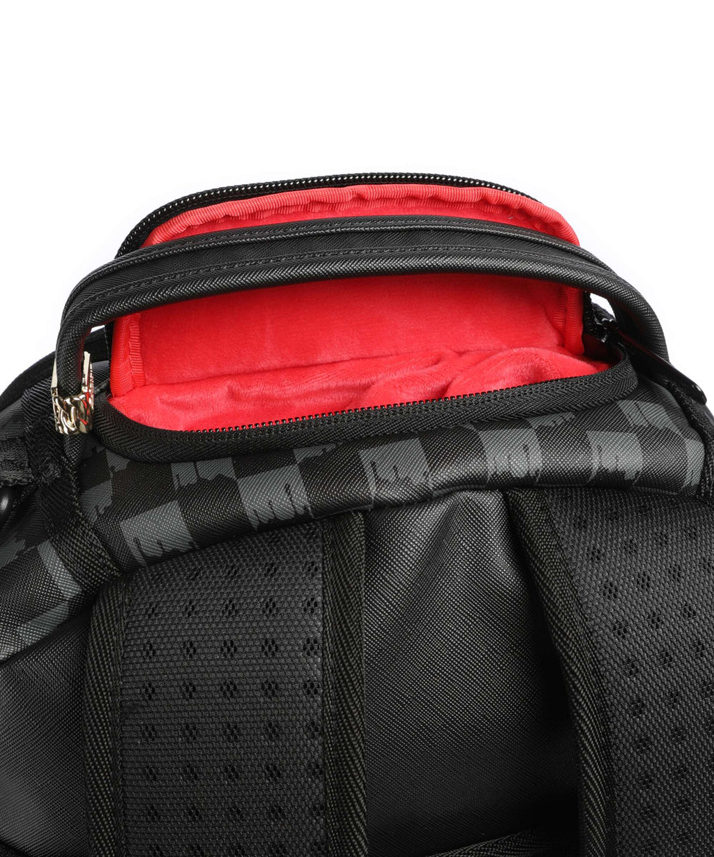 Sprayground Black And White Drip Check Shark Backpack black
