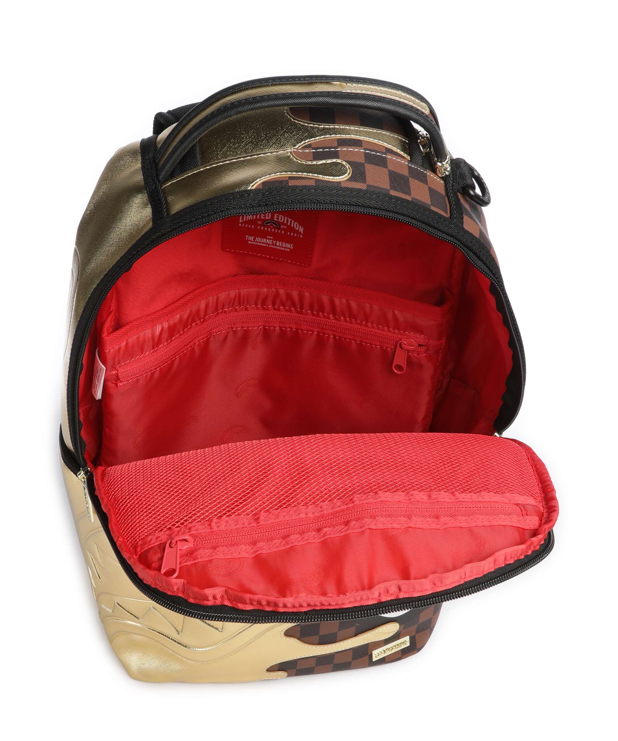 Sprayground Sharks In Paris Gold Drip Backpack black/gold