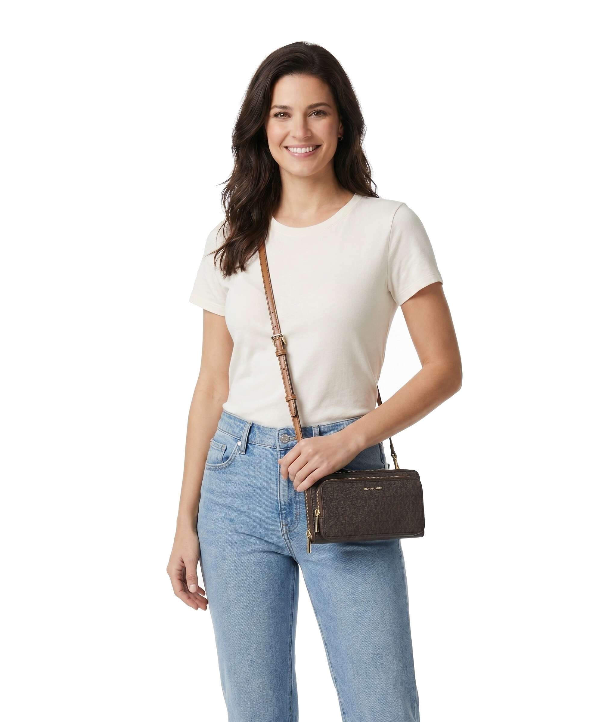 Michael Kors Jet Set Large Continental Crossbody bag brown/acorn