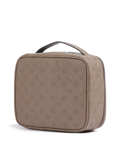 Guess Wilder Toiletry bag dark taupe logo