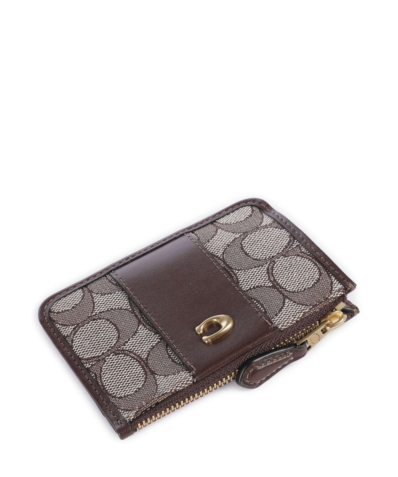 Coach Essential Signature Jacquard Mini Credit card holder oak maple