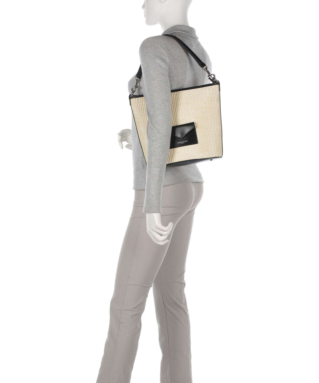 Lancaster Actual Mini Osier Hobo bag beige