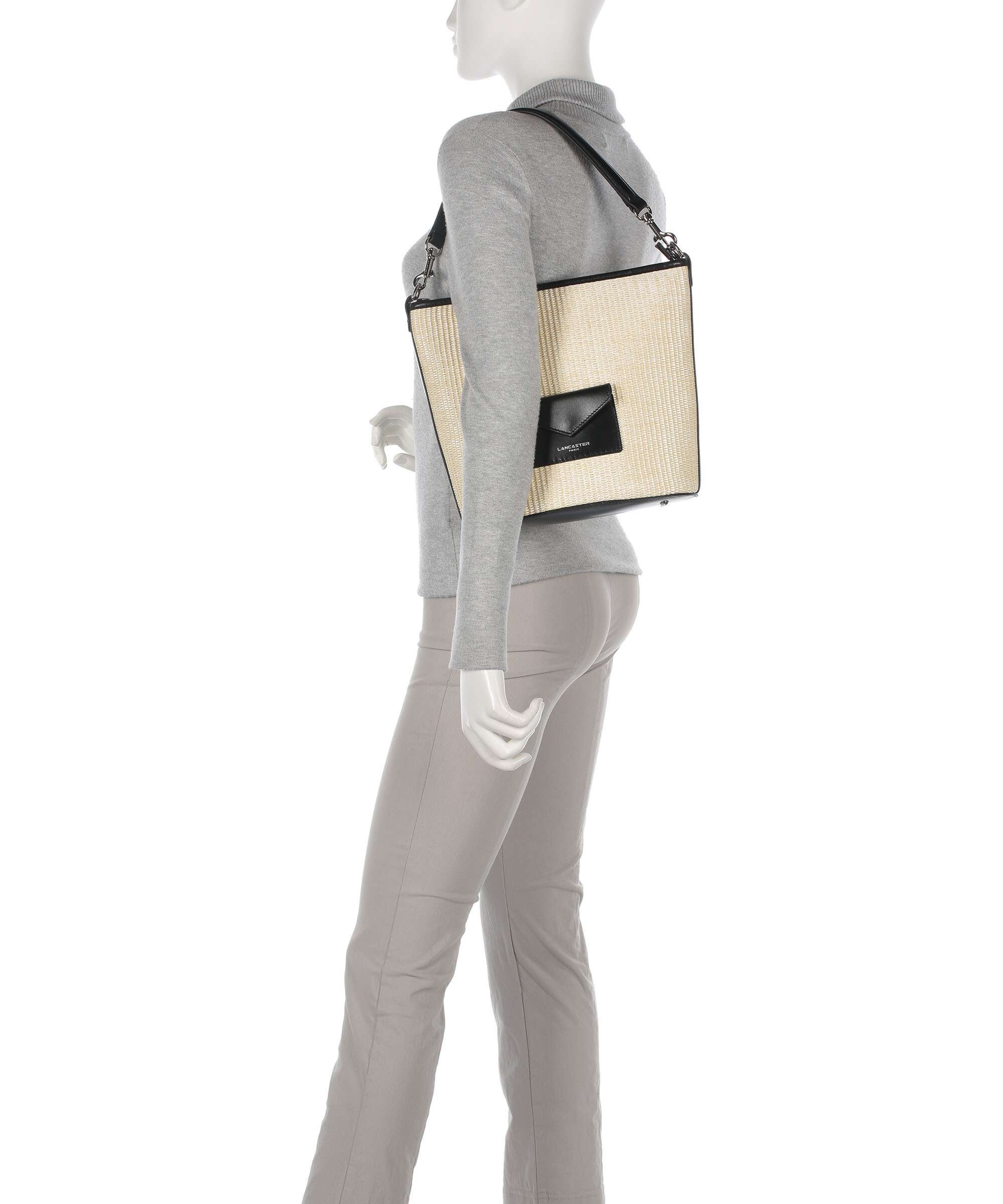 Lancaster Actual Osier Mini Hobo bag beige