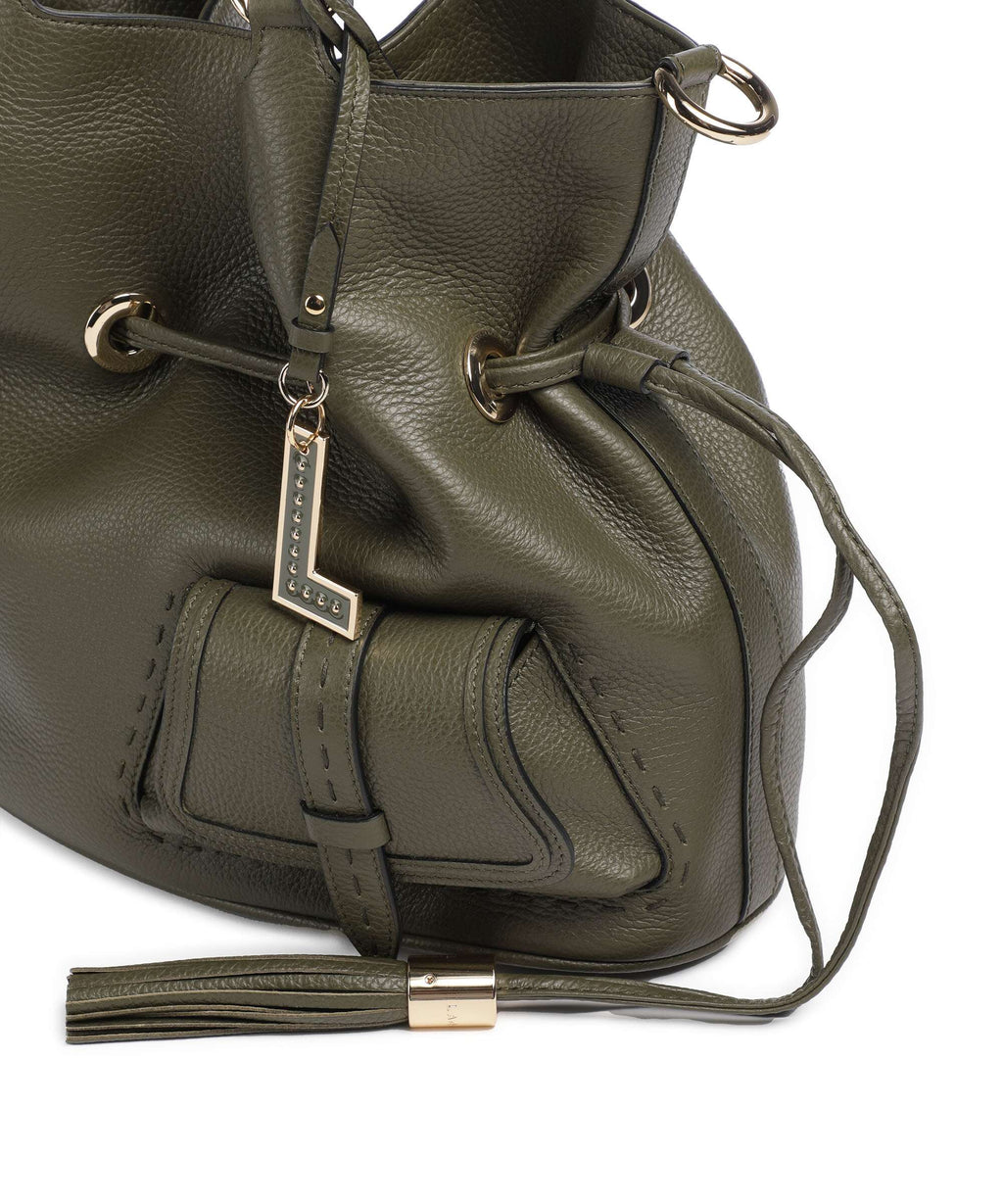 Lancel Premier Flirt M Bucket bag dark khaki