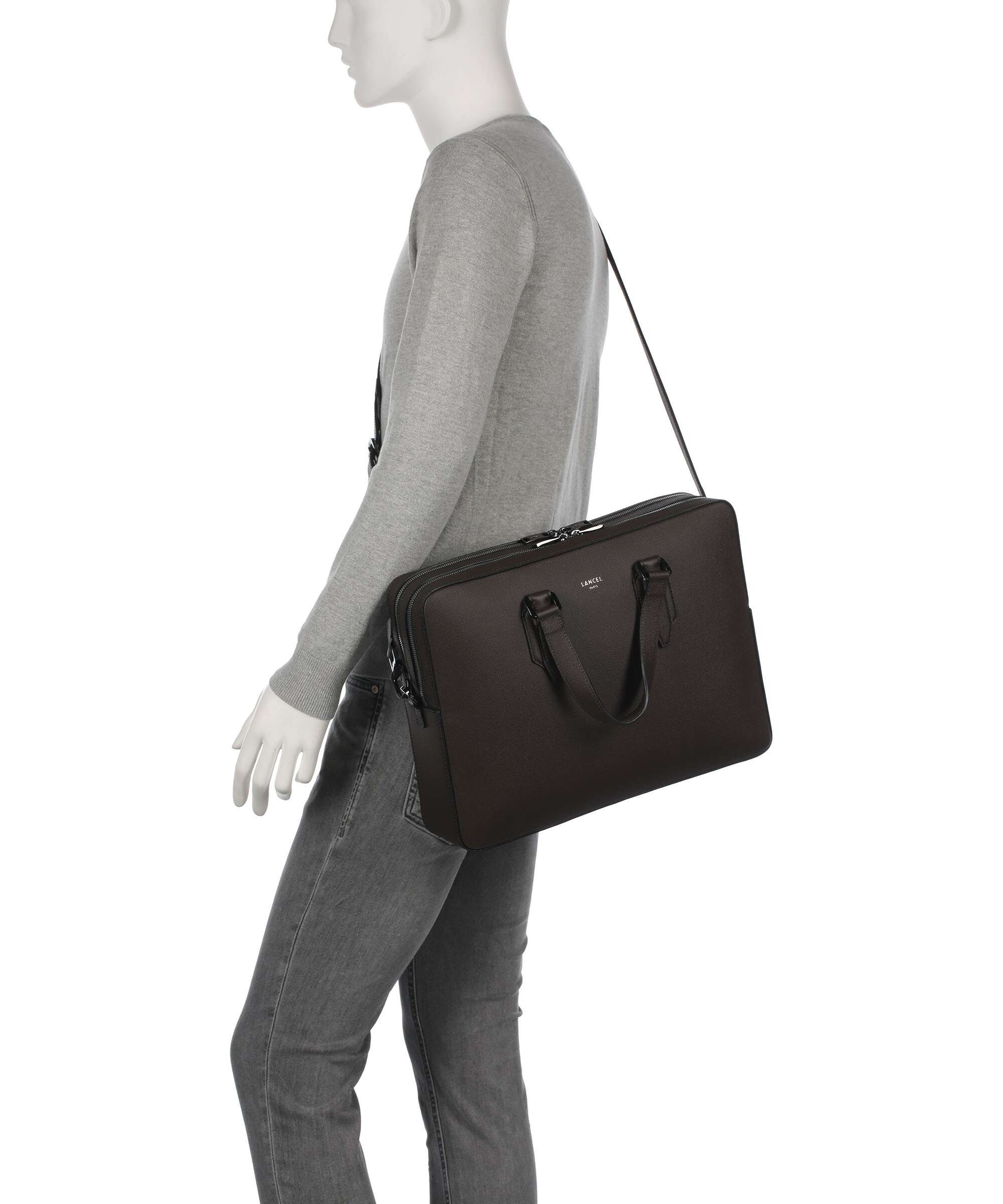 Lancel Charlie Briefcase macadamia