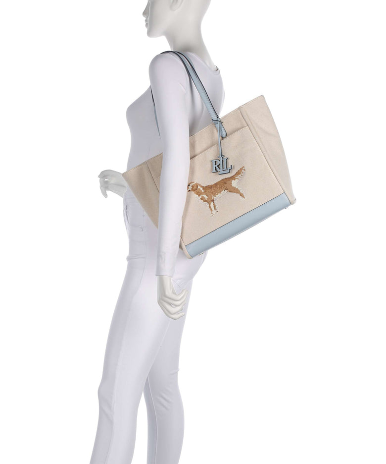Lauren Ralph Lauren Cameryn Large Tote bag natural/buff canvas/alpine blue