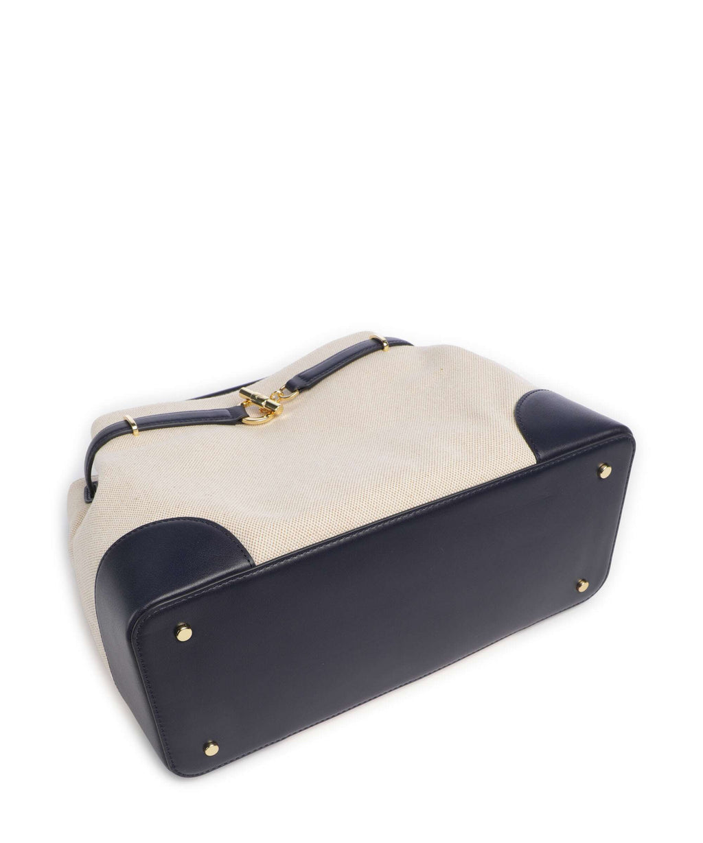 Lauren Ralph Lauren Blaike Large Handbag natural/buff canvas/refined navy