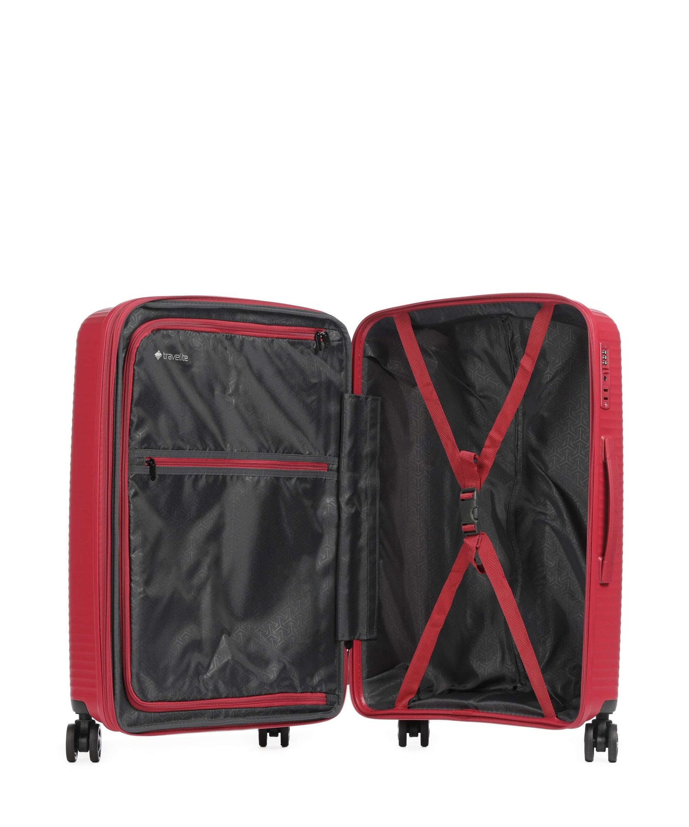 Travelite Air Stripe Suitcase set (4 wheels) red