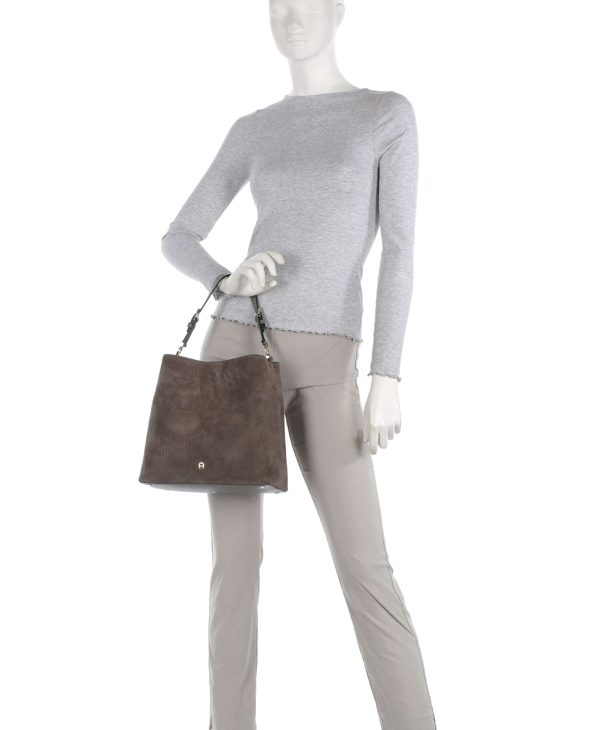 Aigner Delia M Hobo bag coal brown