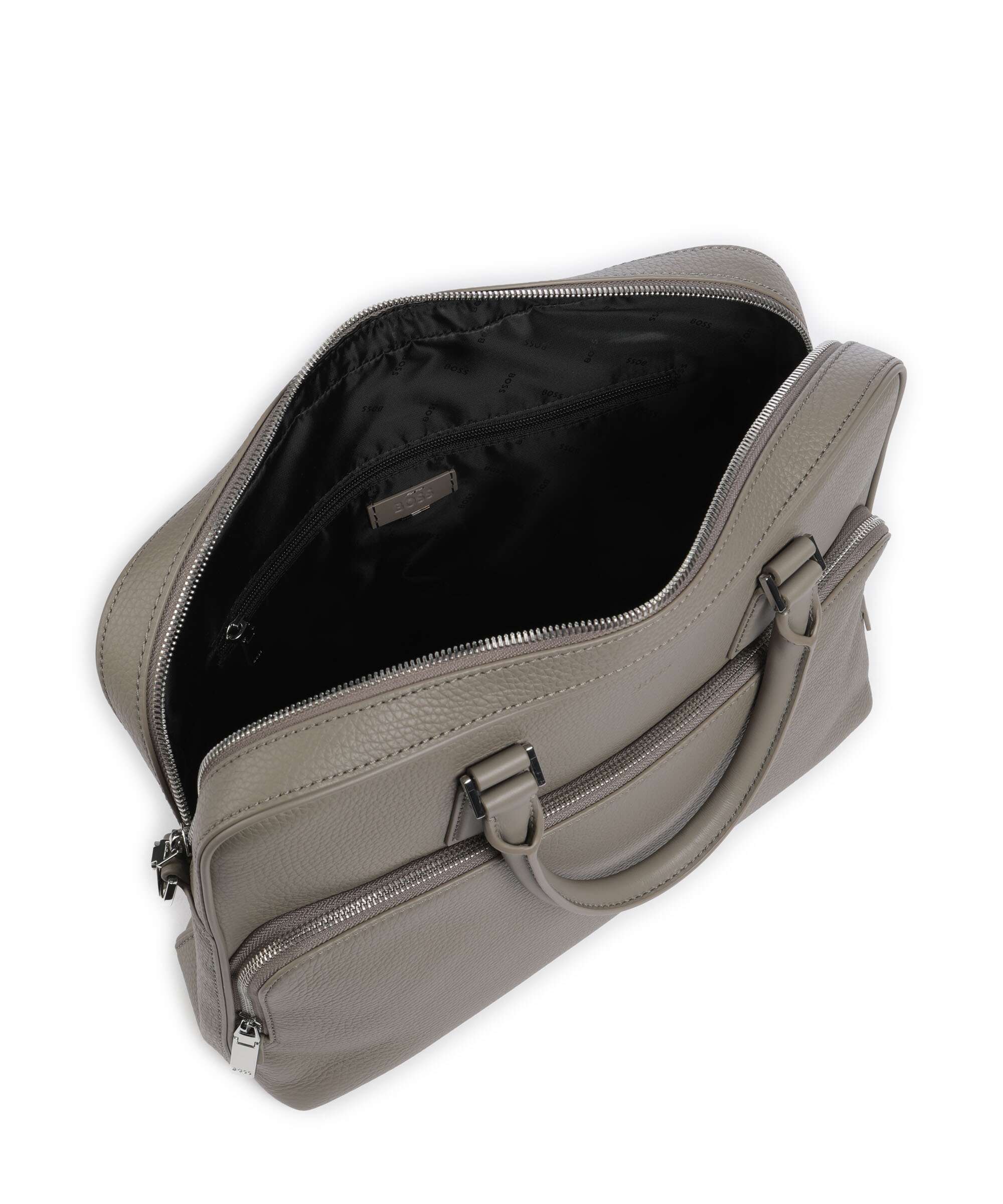 BOSS Crosstown Briefcase open green
