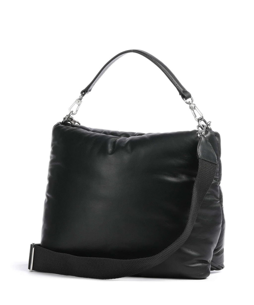 Abro Piuma Lucido Puffer Hobo bag black/nickel