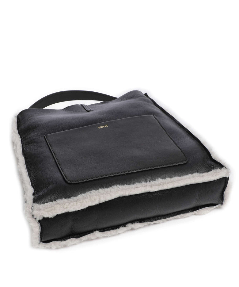 Abro Shearling Raquel Hobo bag black/white