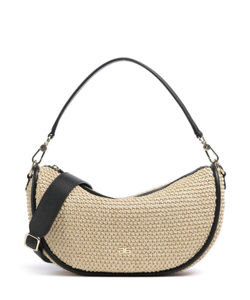 Abro Maglia Raffia Willow Hobo tas natural/black