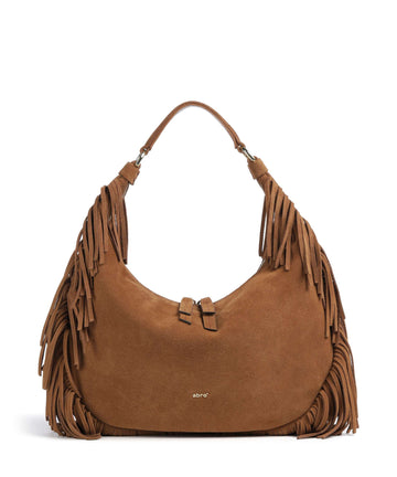 Abro Suede Nana Fringes Hobo tas cuoio