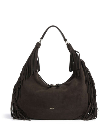 Abro Suede Nana Fringes Hobo tas dark brown