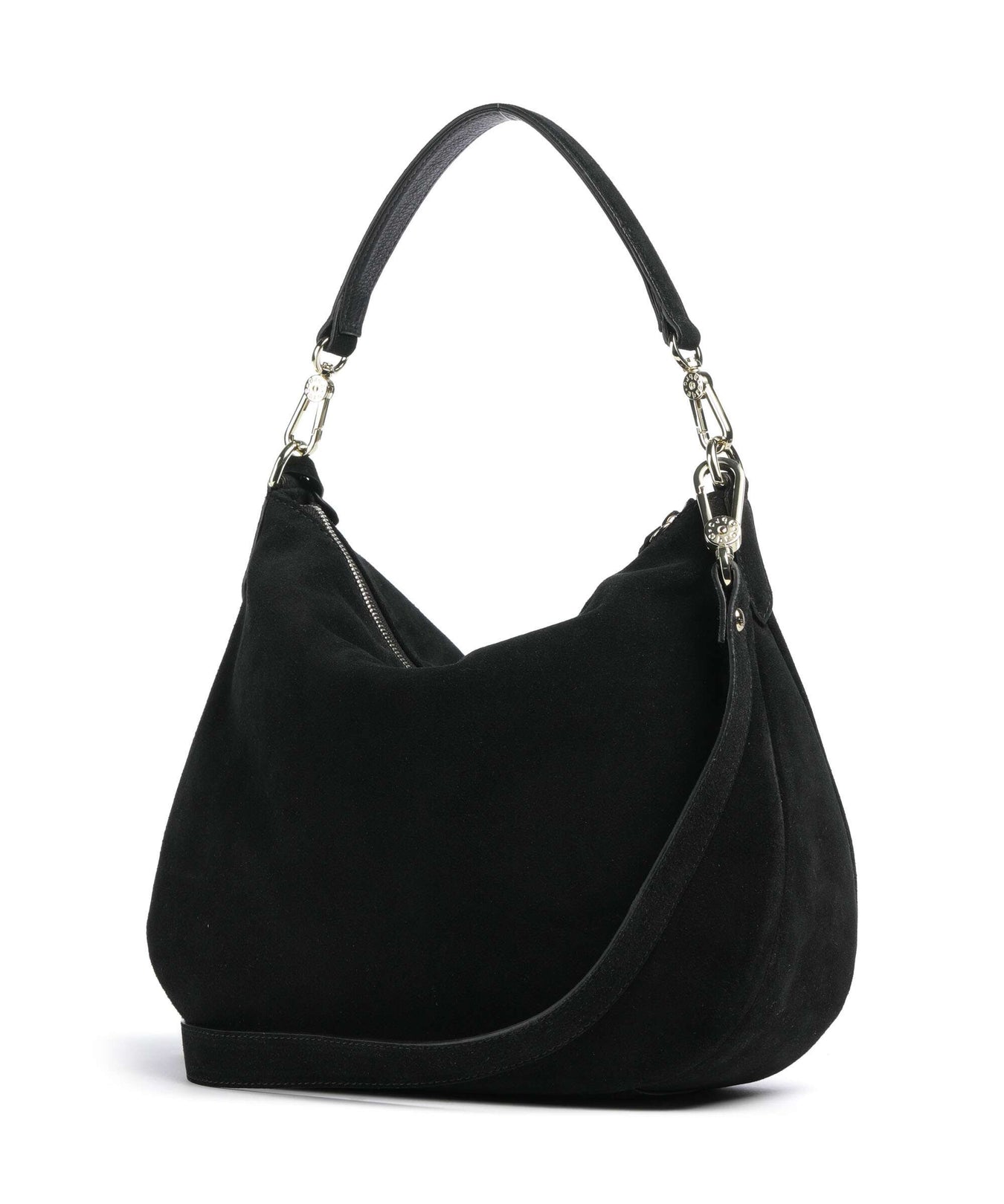 Abro Suede Juna Small Hobo bag black/gold