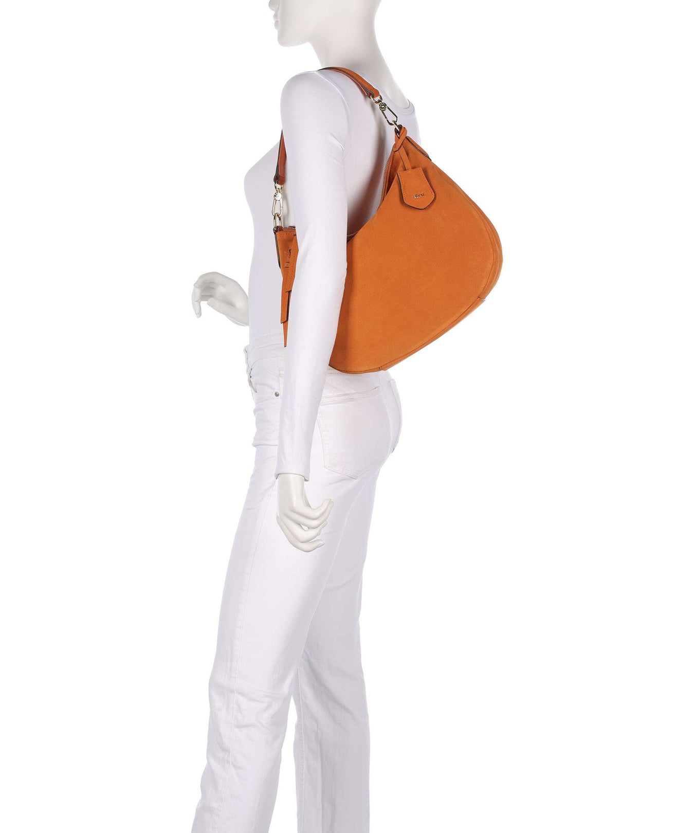 Abro Suede Juna Small Hobo bag orange