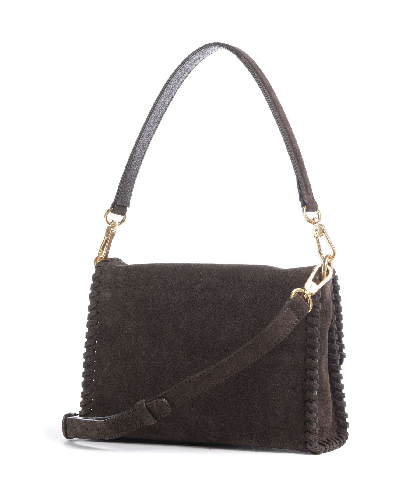 Abro Suede Temi Stitch Shoulder bag dark brown