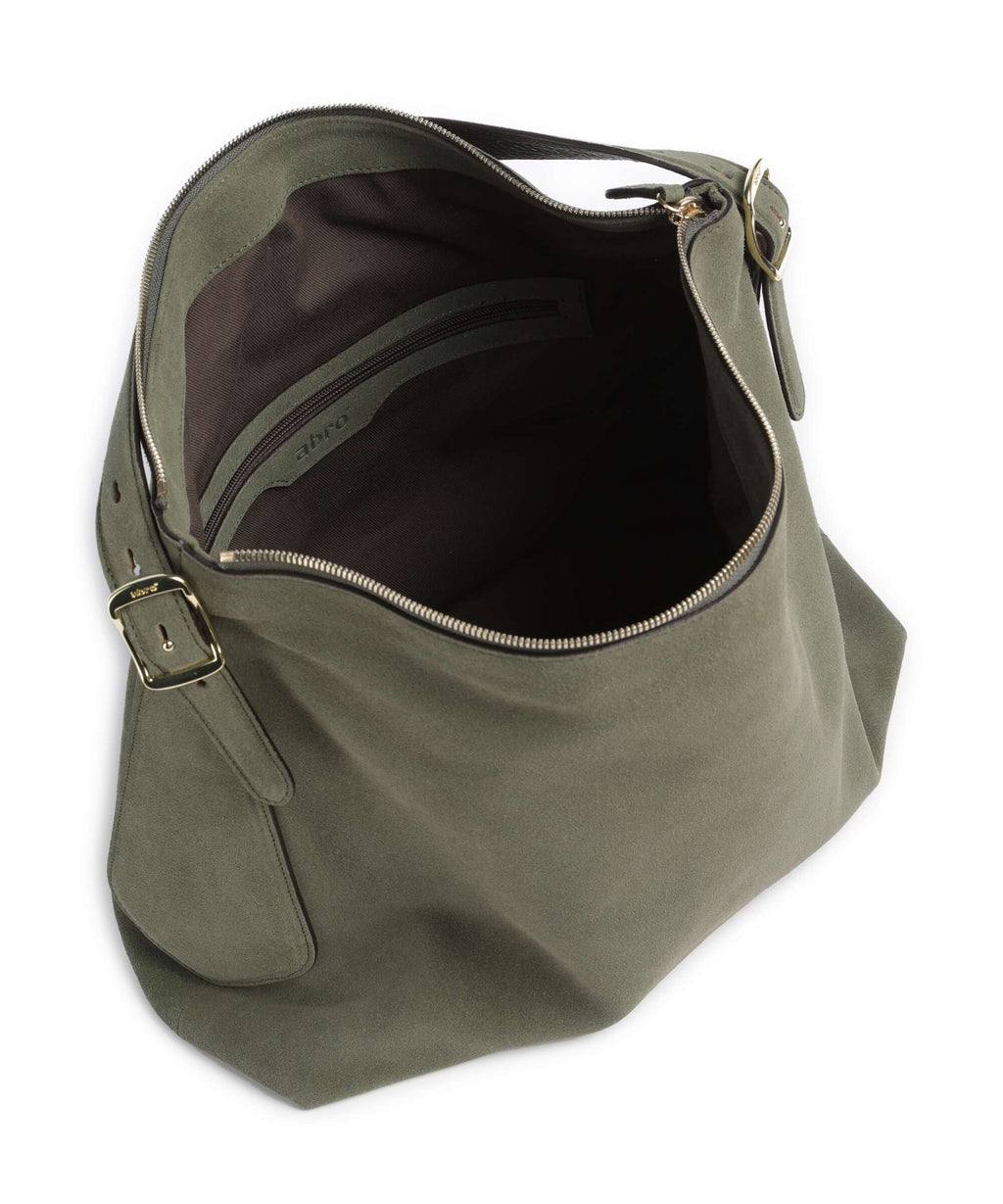 Abro Suede Carina Hobo bag oliv
