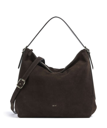 Abro Suede Carina Hobo tas dark brown
