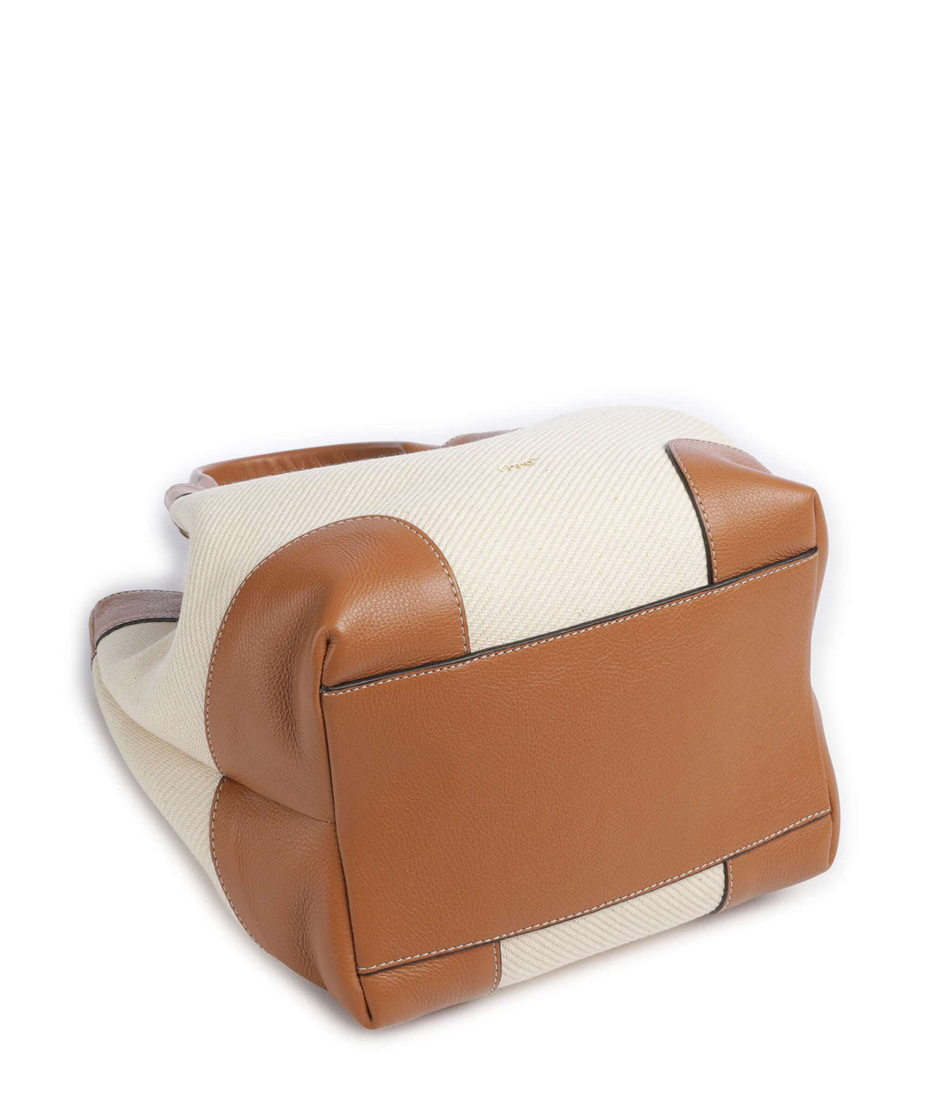 Abro Super Drill Essential Medium Handbag ivory/cuoio