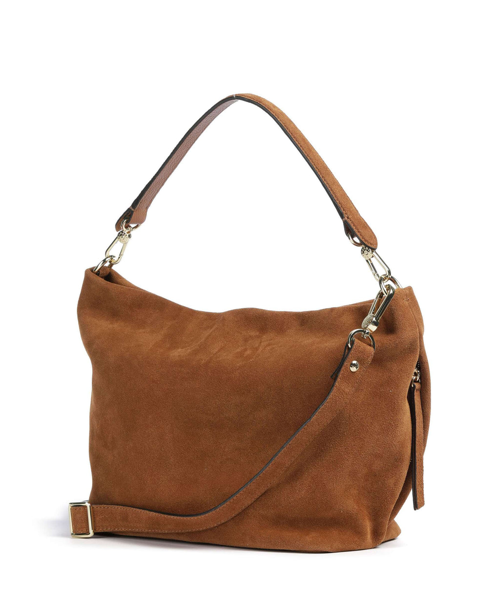 Abro Suede Ebony Hobo bag cuoio