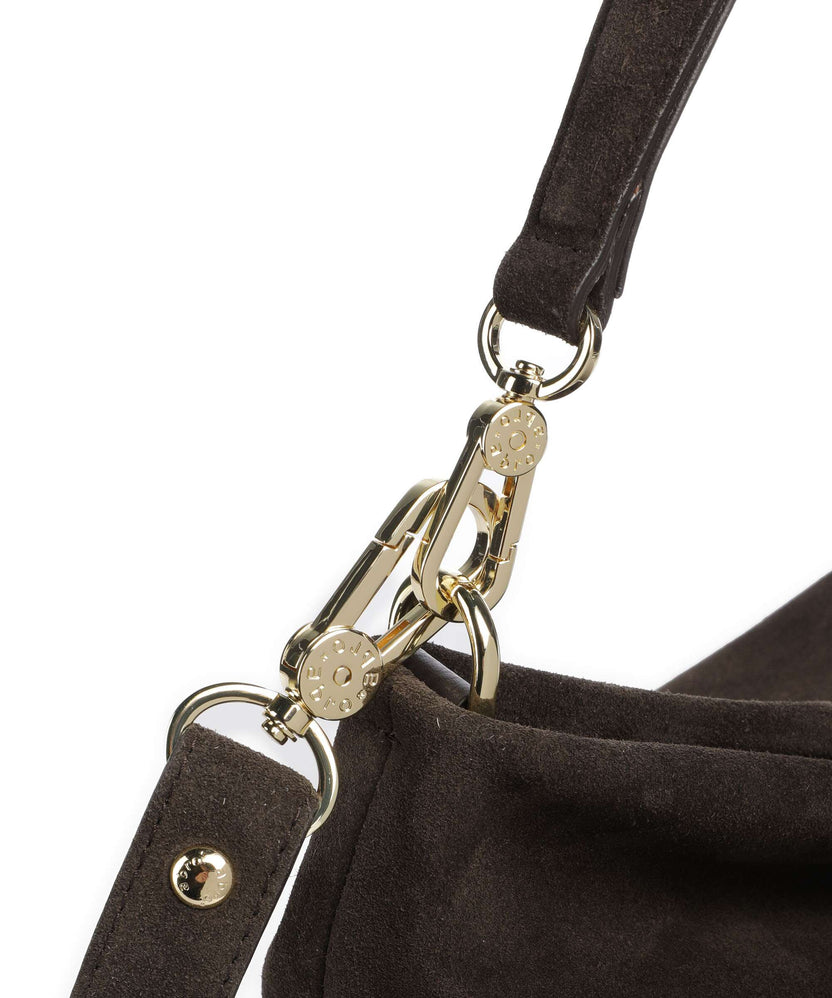 Abro Suede Kaia Hobo bag dark brown