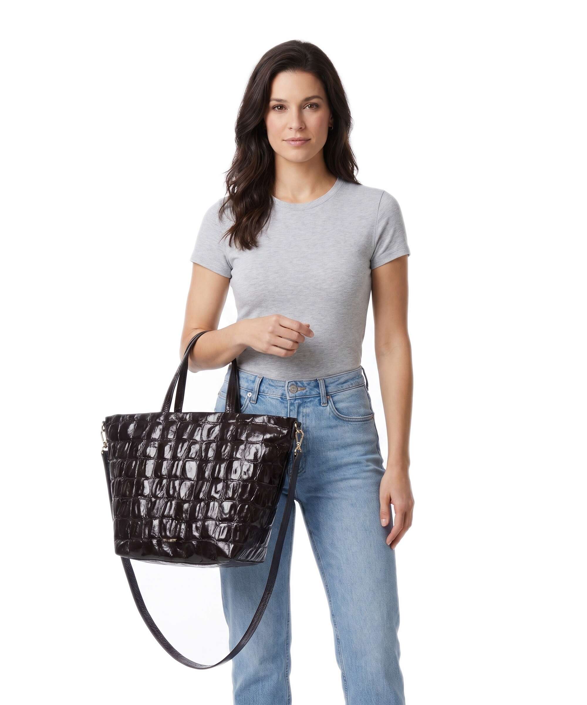 Abro Maxxi Cocco Alba Handbag dark brown