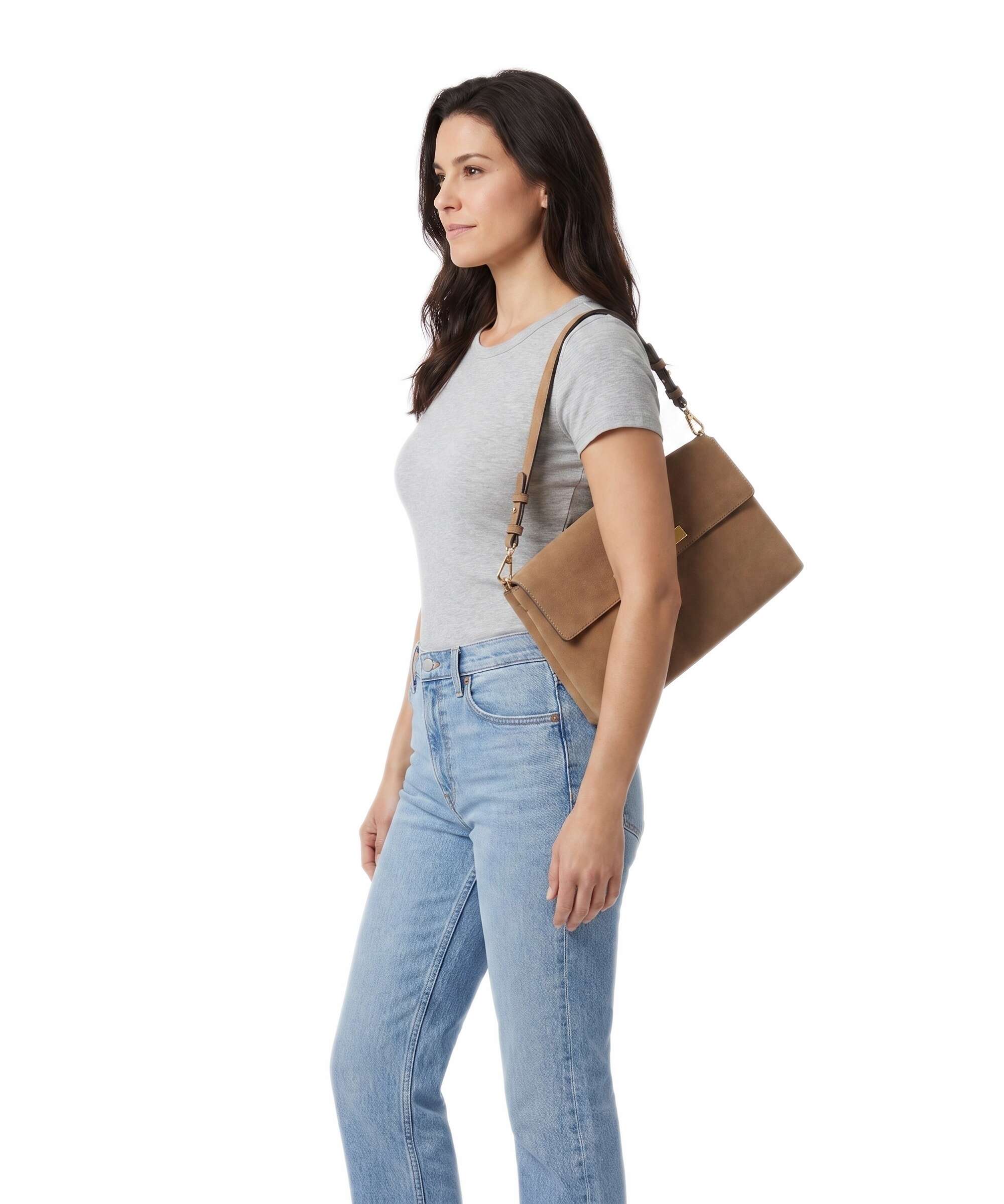 Abro Suede Twist Shoulder bag cappuccino