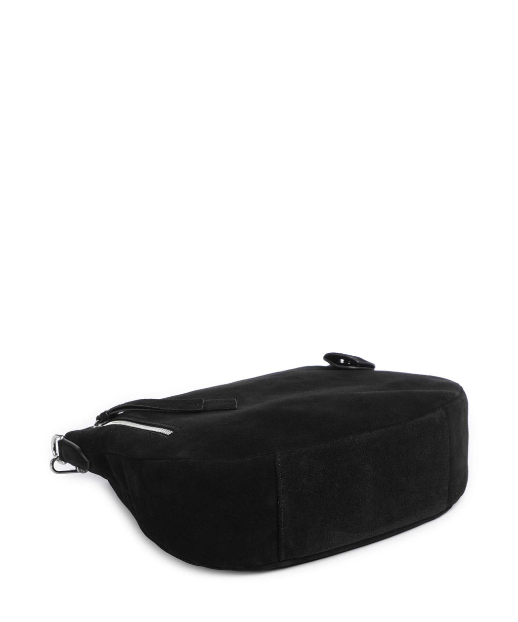 Abro Suede Juna Small Hobo bag black/nickel