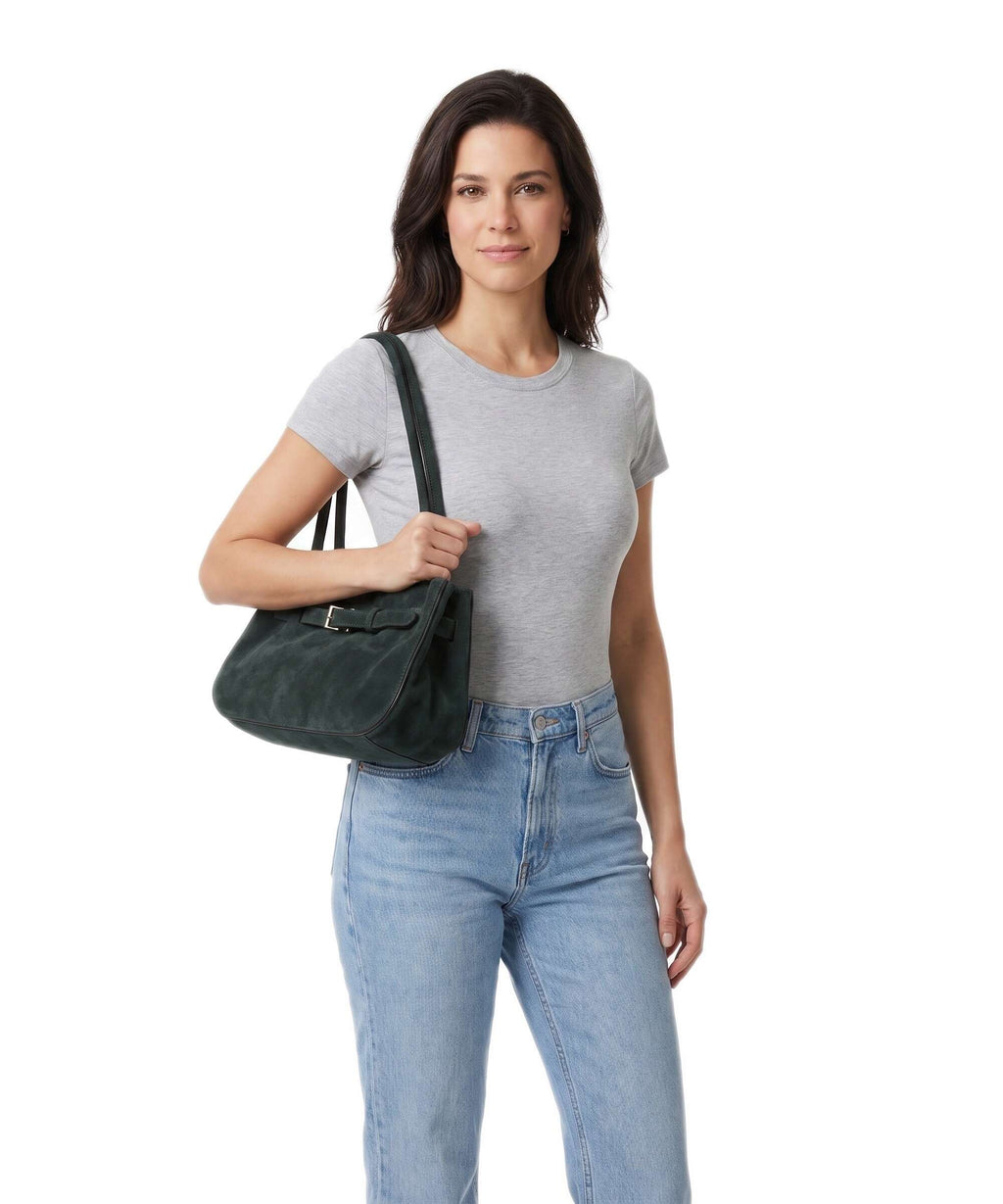 Abro Suede Jill Shoulder bag green