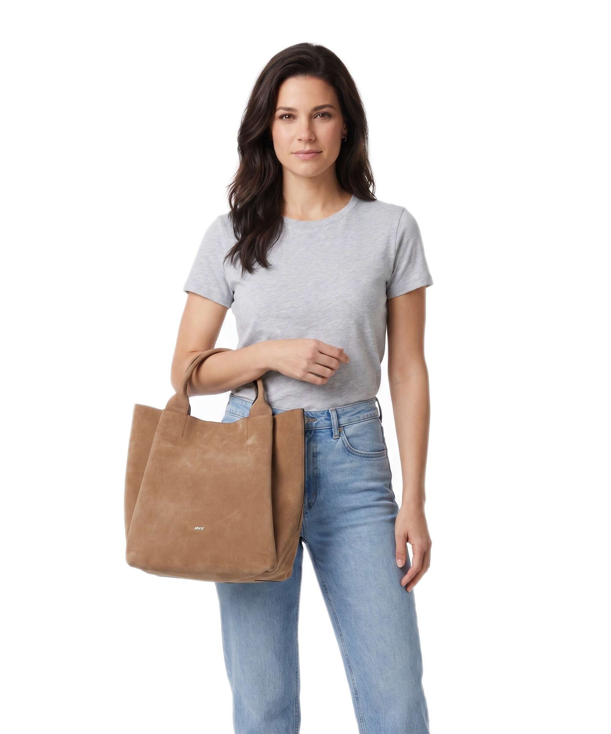 Abro Suede Essential Medium Handbag cappuccino