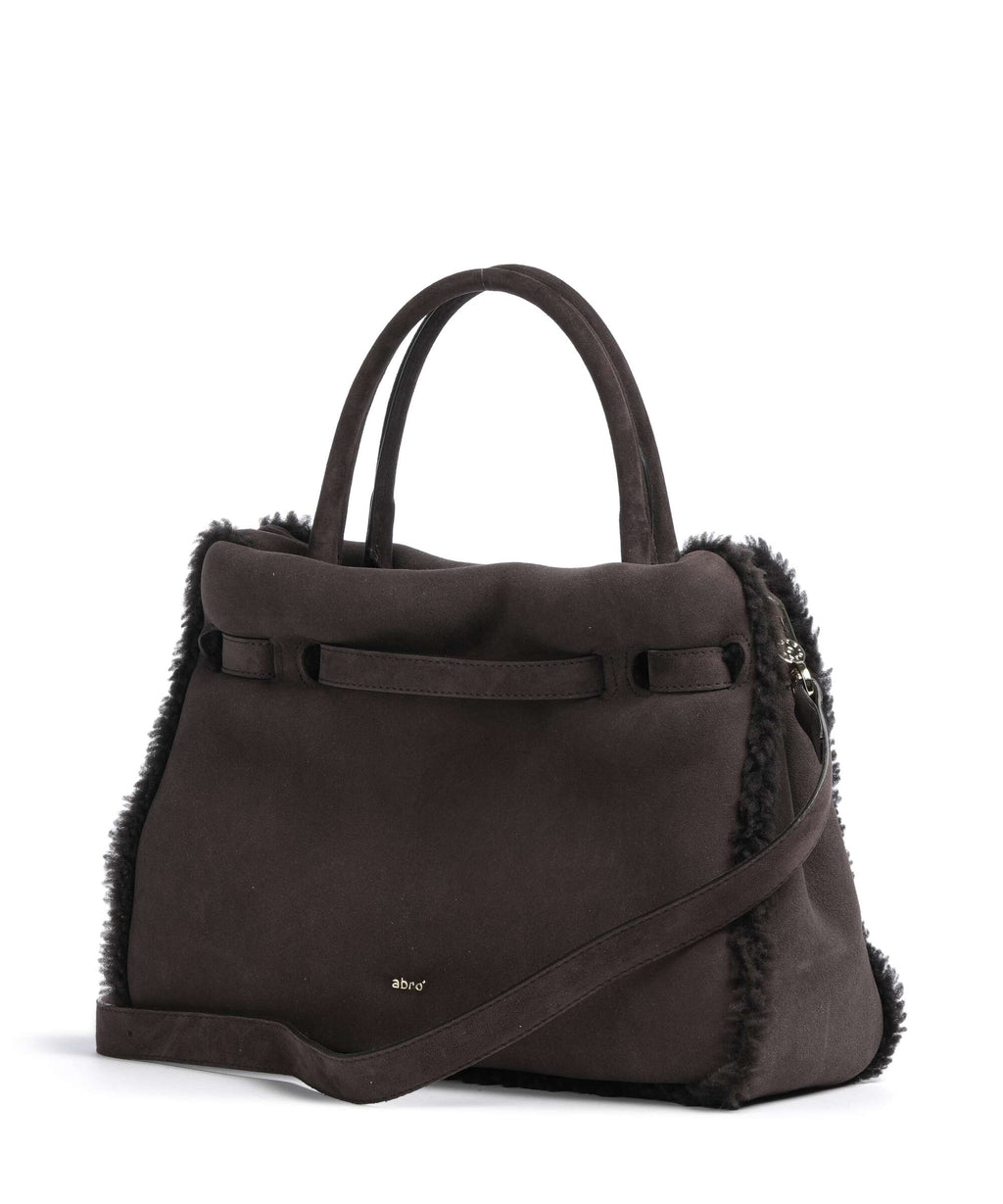 Abro Shearling Jill Handbag dark brown
