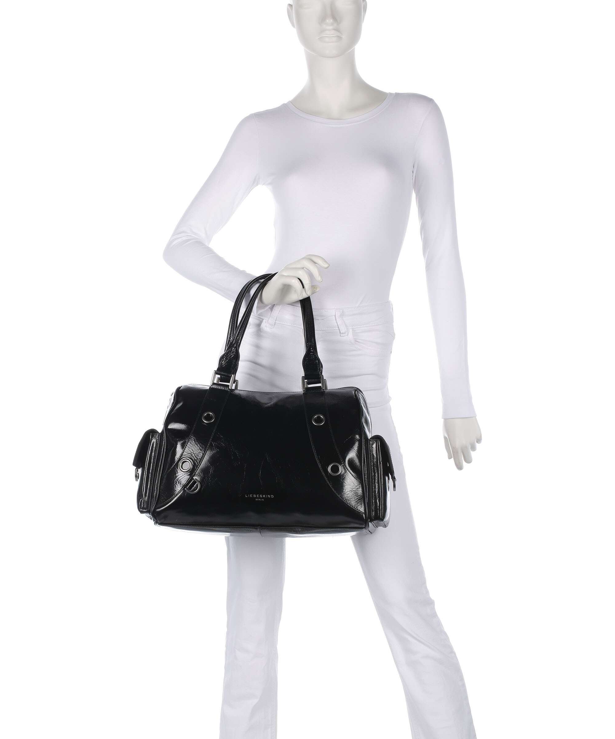 Liebeskind Nika Lack Distressed L Shoulder bag black