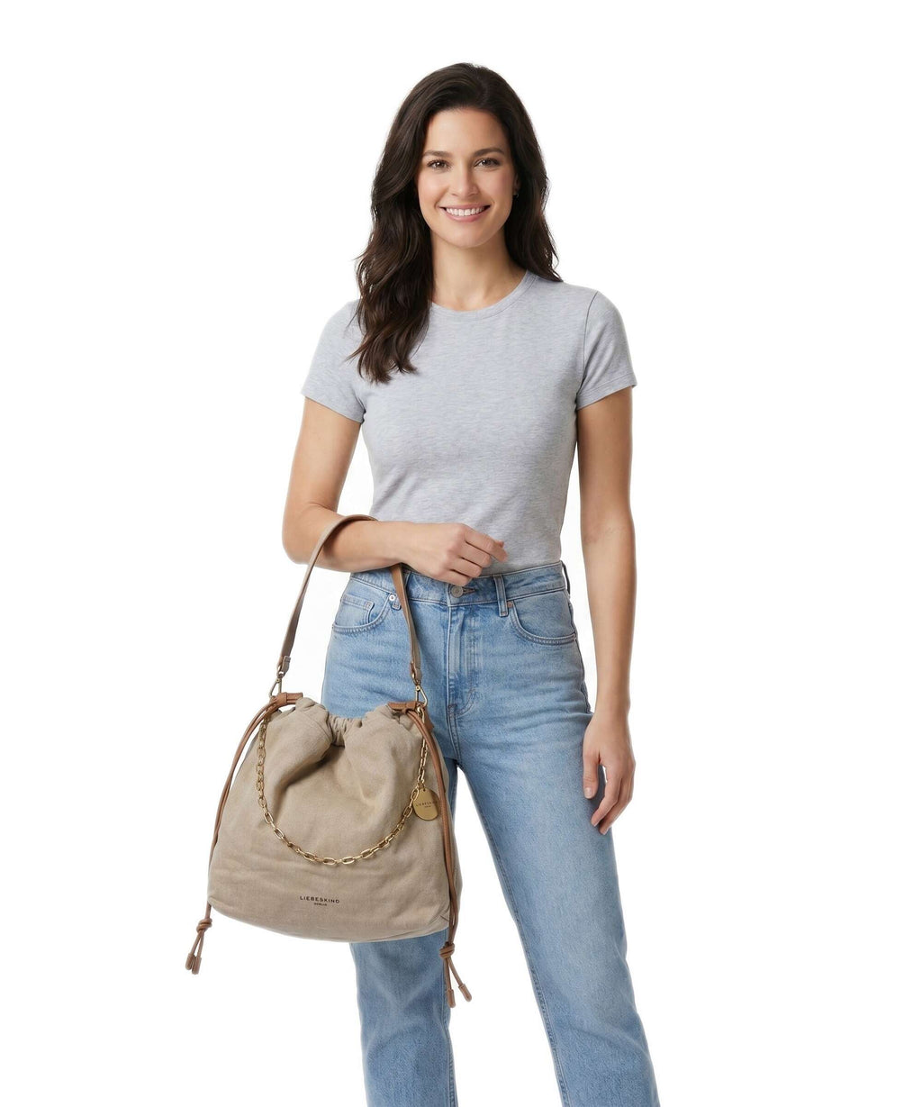 Liebeskind Lya II Denim M Bucket bag beige