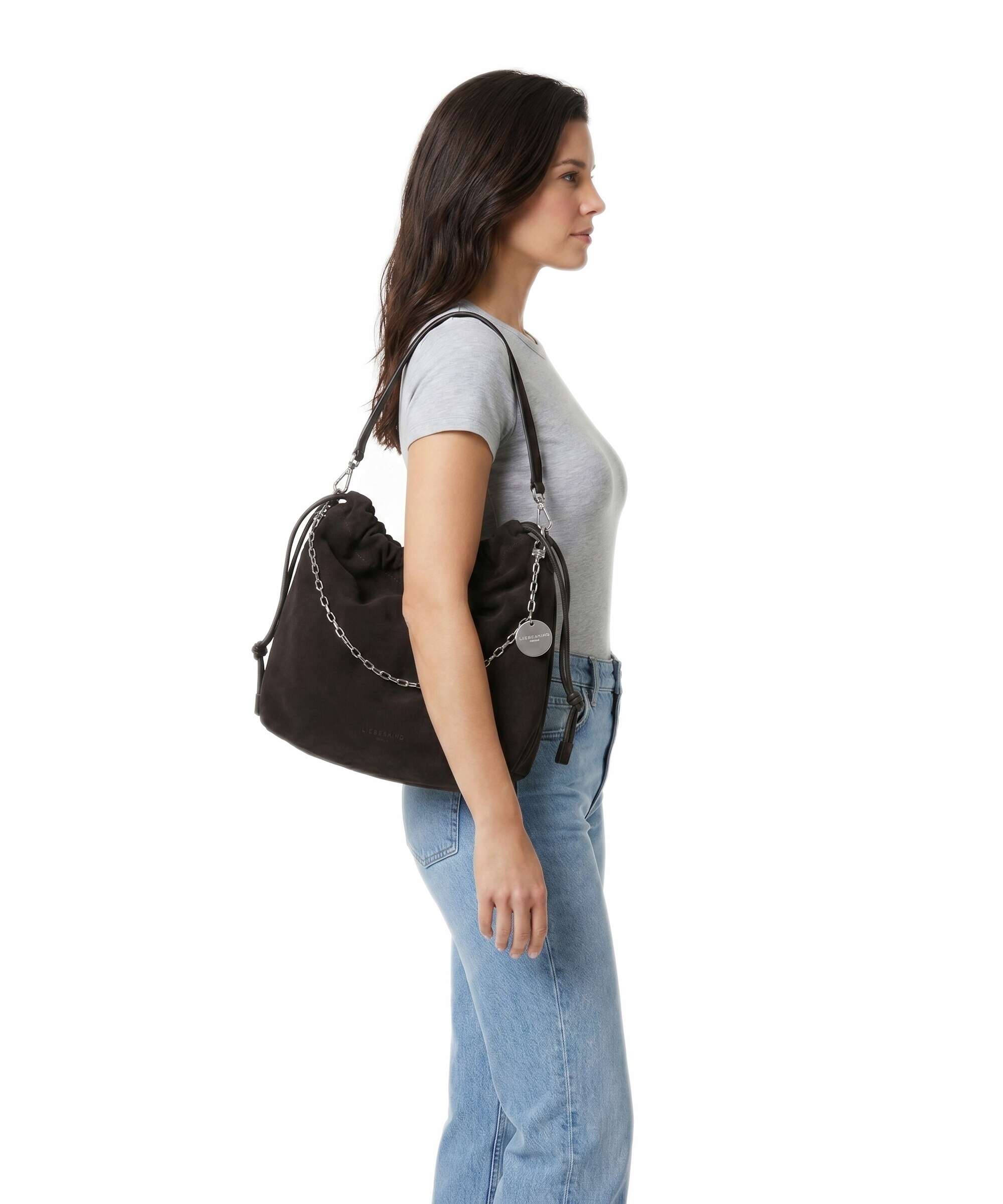 Liebeskind Lya II Hydro Suede M Bucket bag deep soil