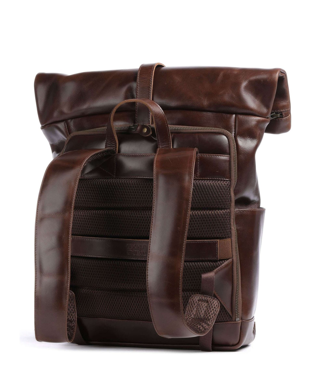 Buckle & Seam Crazy Horse Norman Rolltop backpack brown/blue