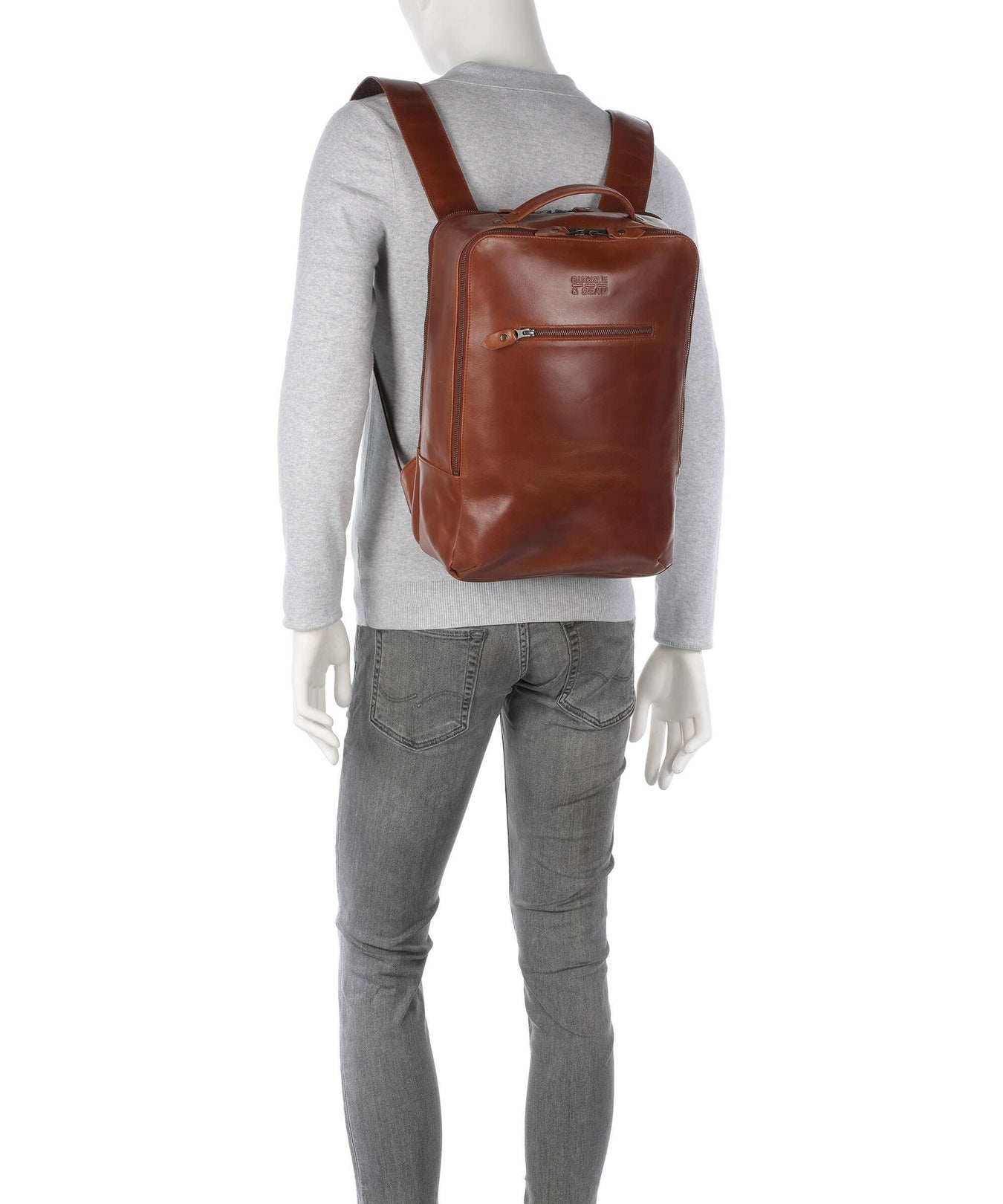Buckle & Seam Crazy Horse Leon Backpack cognac