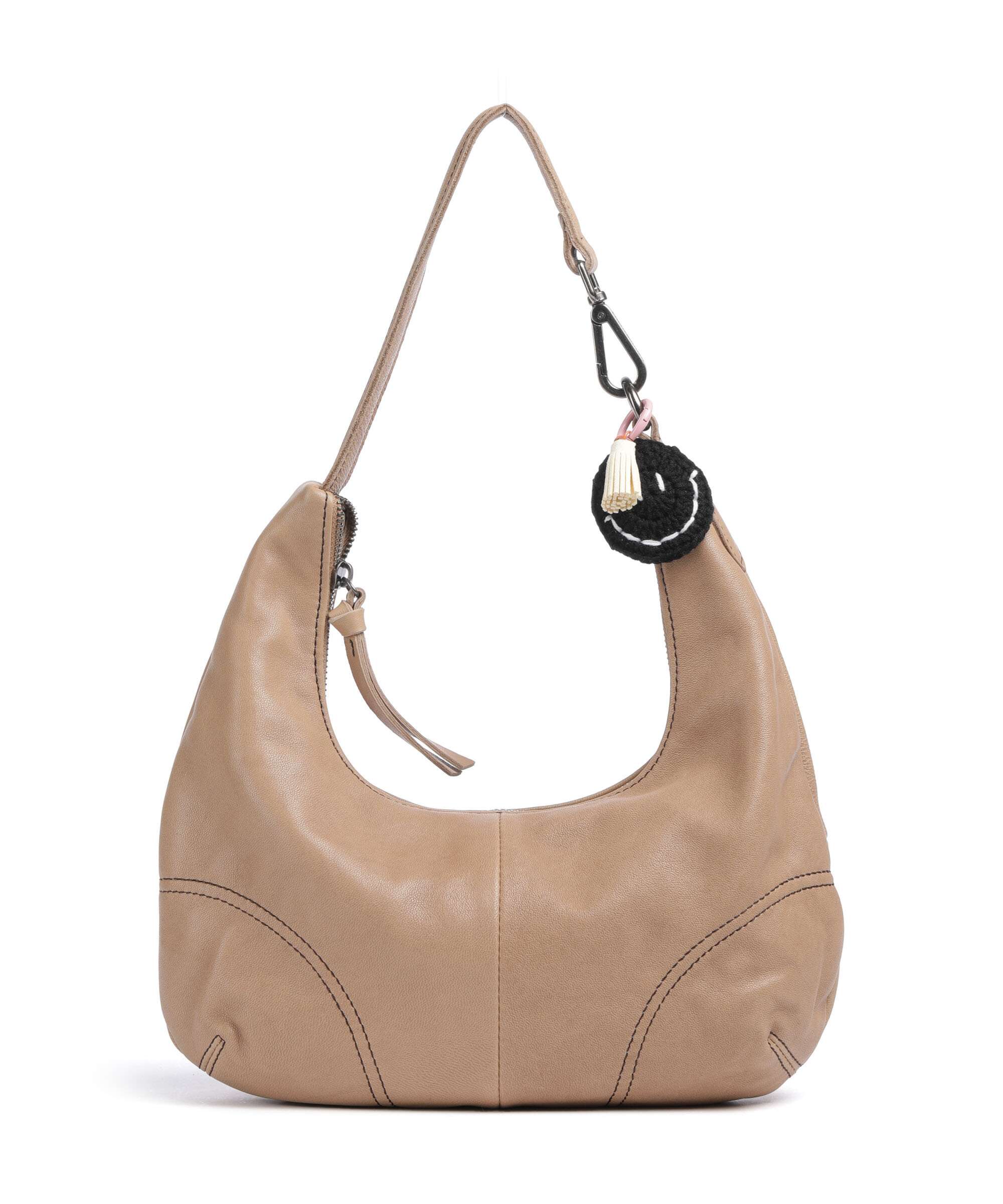 FredsBruder Take A Smile Midi Hobo bag milk coffee