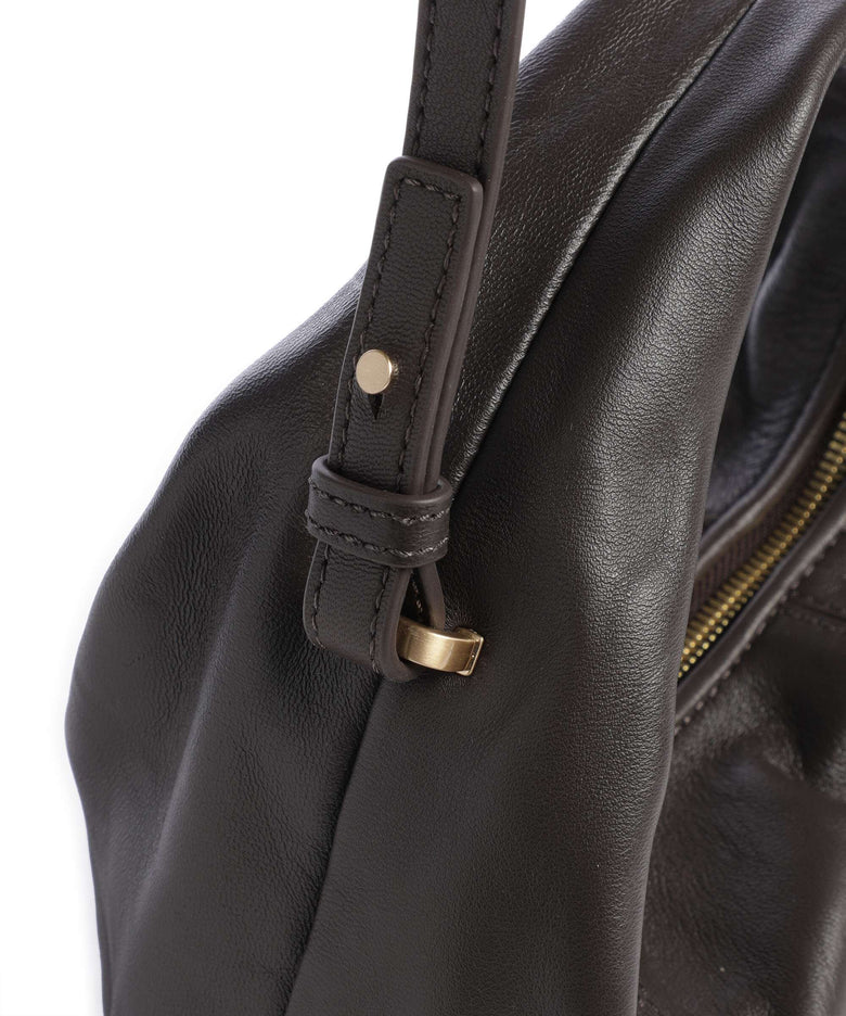 Les Visionnaires Greta Icon Cinkle Silky Handbag chocolate brown