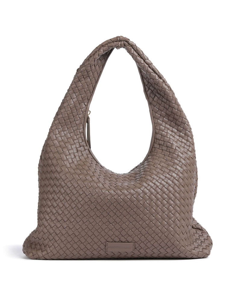 Les Visionnaires Jade Weave Silky Hobo bag taupe brown
