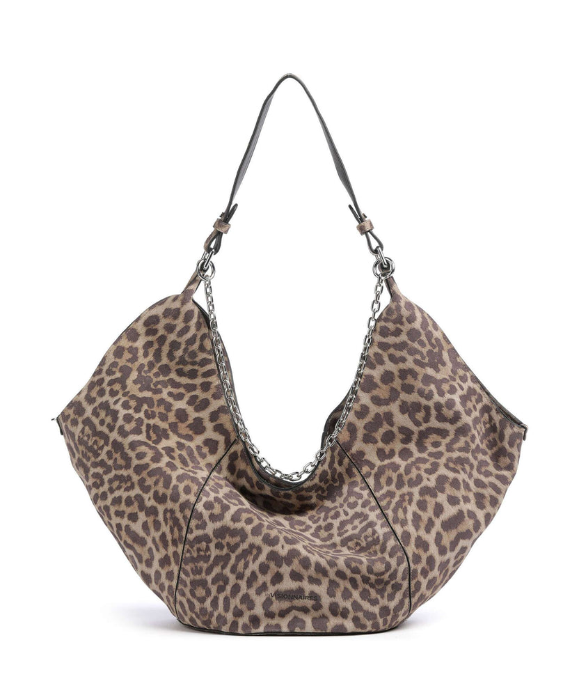 Les Visionnaires Amelie Cozy Chain Hobo bag leo print