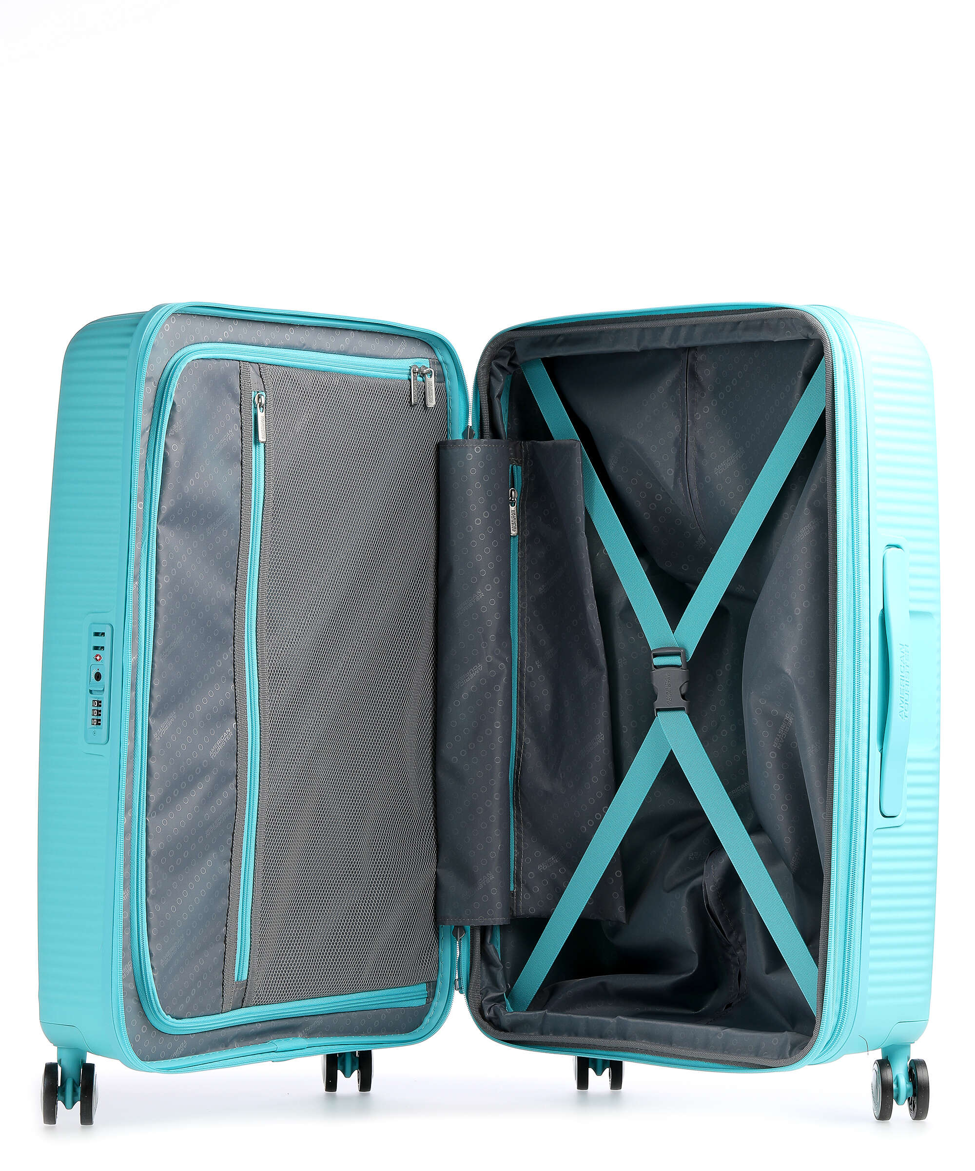 American Tourister Soundbox Spinner (4 wheels) poolside blue
